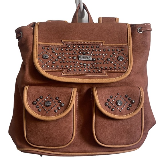 Montana West Handbags - Montana West Western Studded CCW Backpack Brown